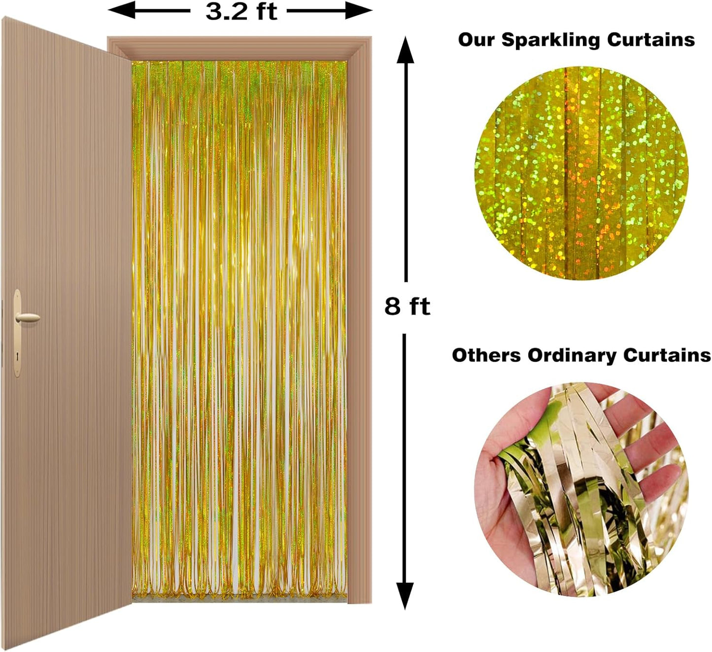 Melsan 2 Pack 3.2 ft x 8.2 ft Tinsel Foil Fringe Curtains Backdrop, Sparkle Metallic Foil Curtains for Party Photo Booth Props Decoration, Pinkish Purple