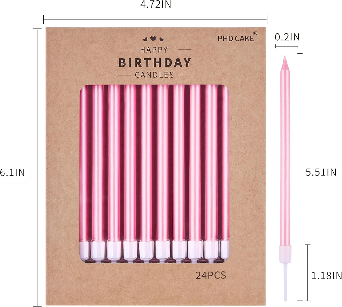 PHD CAKE Champagne Gold Long Thin Metallic Birthday Candles, Cake Candles, Birthday Parties, Wedding Decorations, Party Candles