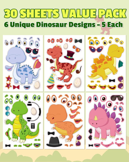Aowplc 36 Pcs Make-A-Face Sticker Sheets Kids Party Favors Mix and Match Stickers with Dinosaurs, Mermaids, Unicorns, Horses, Farm & Sea Animals for Parties, Birthdays, Classroom Activities & Crafts