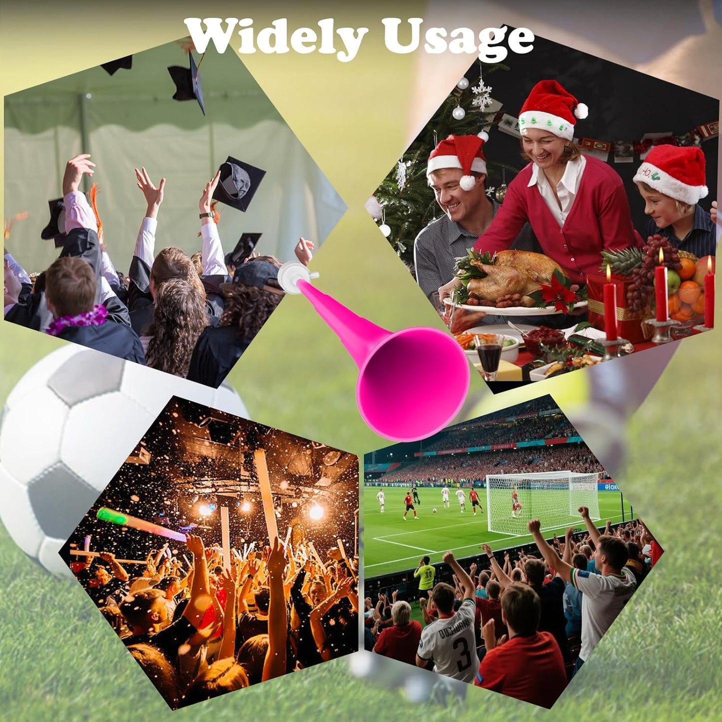 Collapsible Stadium Horn 24 Inch Vuvuzela Noise Makers Plastic Cheering Trumpet Blow Horns Noisemakers for Sporting Events Football Games School Sports Party Supplies Favors Accessories