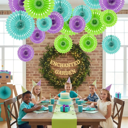 12PCS Colourful Paper Fans Party Decorations,Rainbow Hanging Ceiling Honeycomb Round Tissue Paper Fans for Mexican Engagement Fiesta Cinco De Mayo Party Decorations