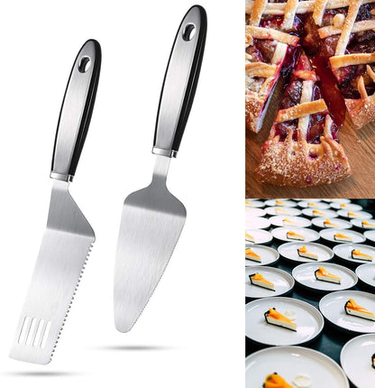 Patelai 2 Pcs Cake Cutting Set, Mother's Day & Graduation Party Supplies, Stainless Steel Cake Pie Server, Knife with Serrated Pastry Cutter for Wedding, Birthday, Summer Serving Pizzas Tart Desserts