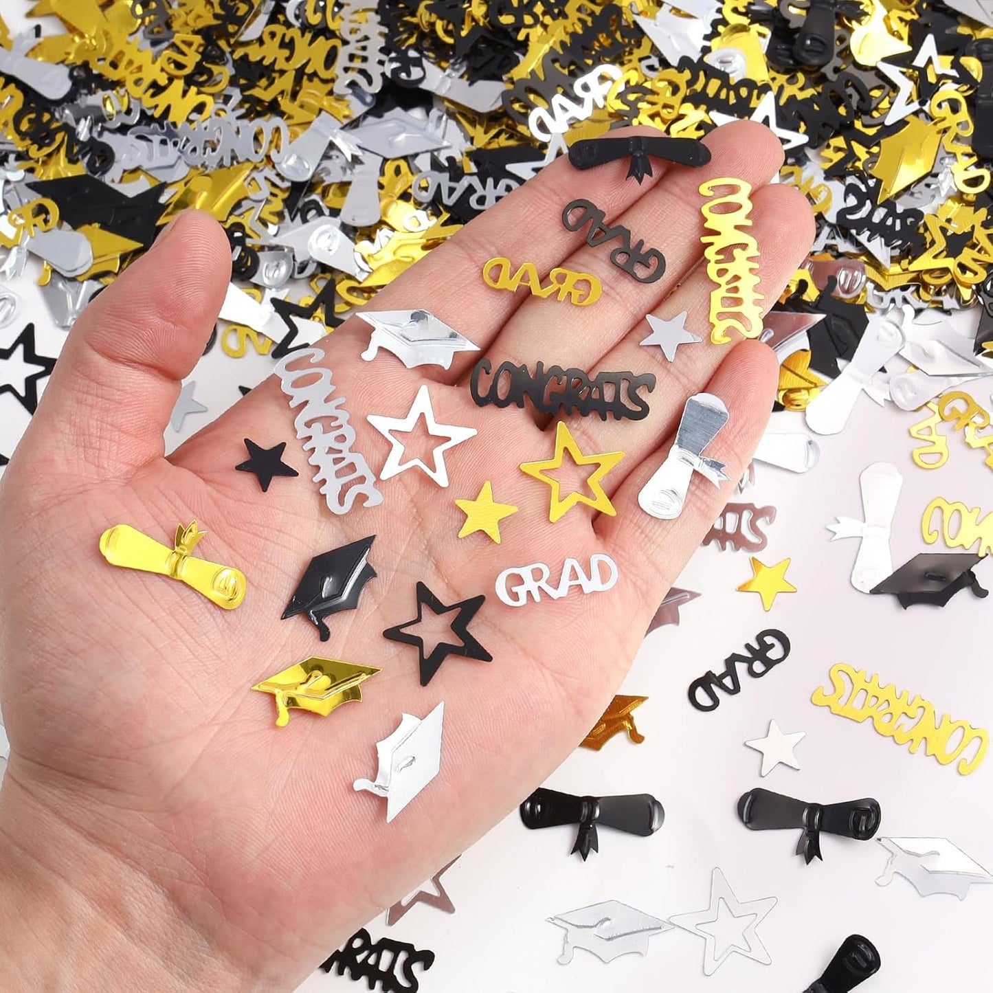 Gold and Black Graduation Confetti 2026, 1000 Pcs Congrats Grad Confetti Class of 2026 Party Table Centerpiece for 2026 Graduation Party Decorations