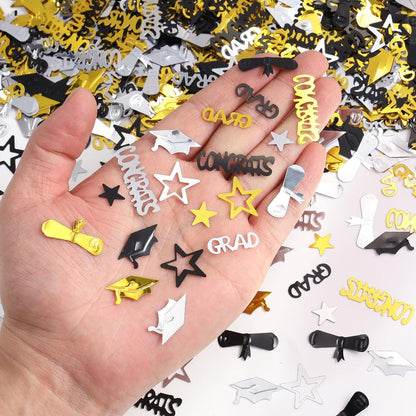 Gold and Black Graduation Confetti 2026, 1000 Pcs Congrats Grad Confetti Class of 2026 Party Table Centerpiece for 2026 Graduation Party Decorations