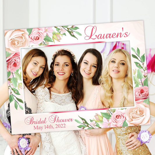 Personalized Bridal Shower Selfie Frame, Floral Bridal Shower Selfie Frame, Photo Booth Bachelorette Selfie Frame, Bridal Shower Decoration, VP2180
