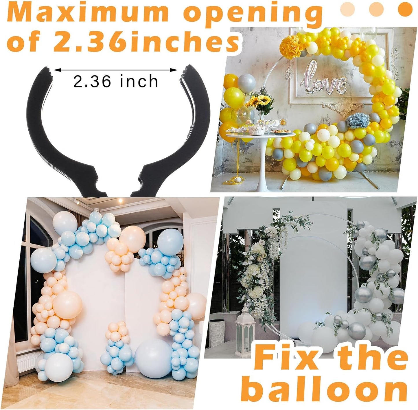 LemonRoad 10 Pack Large Balloon Arch Clips Plastic Transparent Backdrop Spring Clamps 3.5 Inch Heavy Duty Clip for Balloon Arch Kit Birthday Decoration Crafts Woodworking Photography Studios (Clear)
