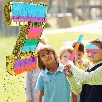 Dinosaur Pinata - Dinosaur Decorations with a Blindfold and Bat for Boys Girls Animal Themed Birthday Party Kids Classroom Game Decorations Supplies (15.7 x 11.4 x 3.1 Inches)