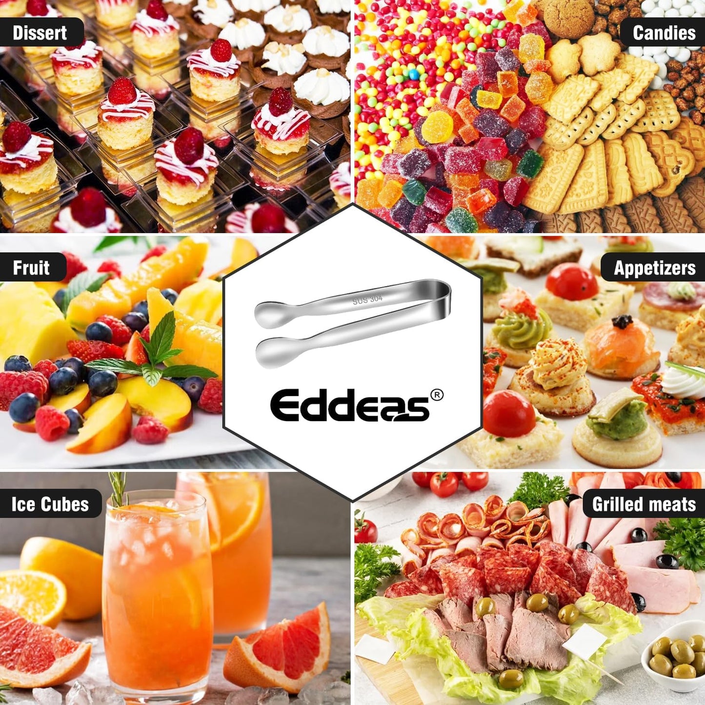 EDDEAS 12 PCS Small Serving Tongs, 4.3" Mini Gold Tongs, Gold Kitchen Tongs for Serving Food, Coffee Bar, Tea Party, Desserts Party and Ice Bucket