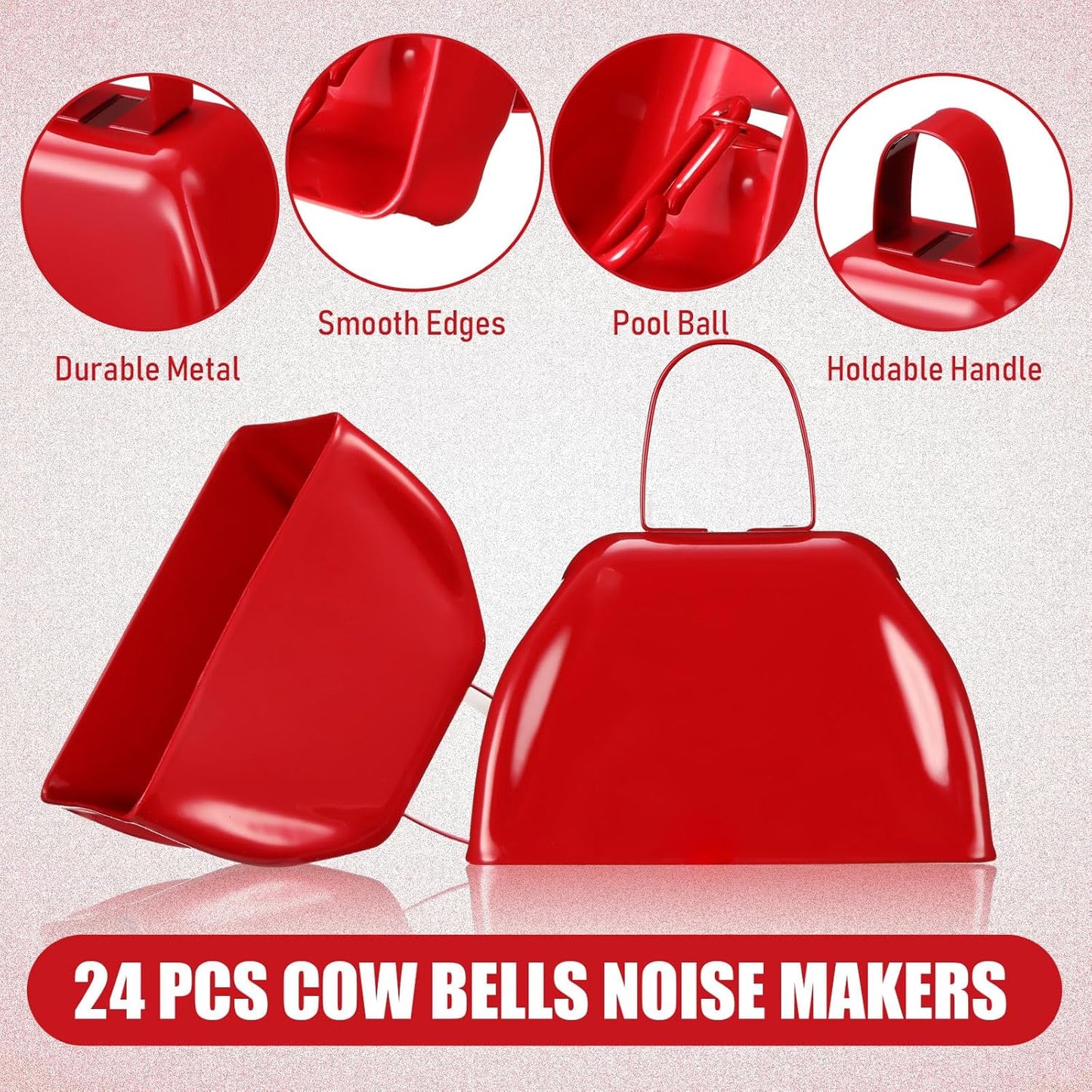 Zhengmy 24 Pcs Metal Cowbells Noisemakers with Handles, Cow Bells Noise Makers for Sporting Events 3 Inch Bulk Cheering for Football Baseball Games Team Wedding Celebrations(Blue)