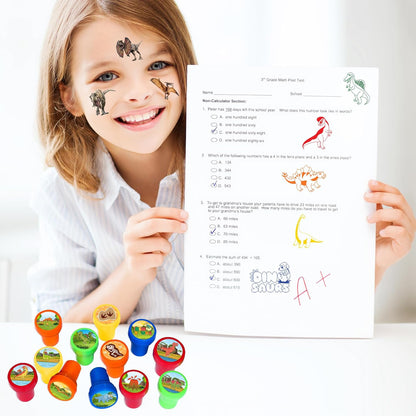 36PCS Dinosaur Party Favors - 24PCS Pre-Cut Temporary Tattoos & 12PCS Stamps - Ideal Dino Fossil Themed Birthday Card Decorations Supplies Goodie Bag Baby Shower Kids Gifts Classroom Rewards Prizes