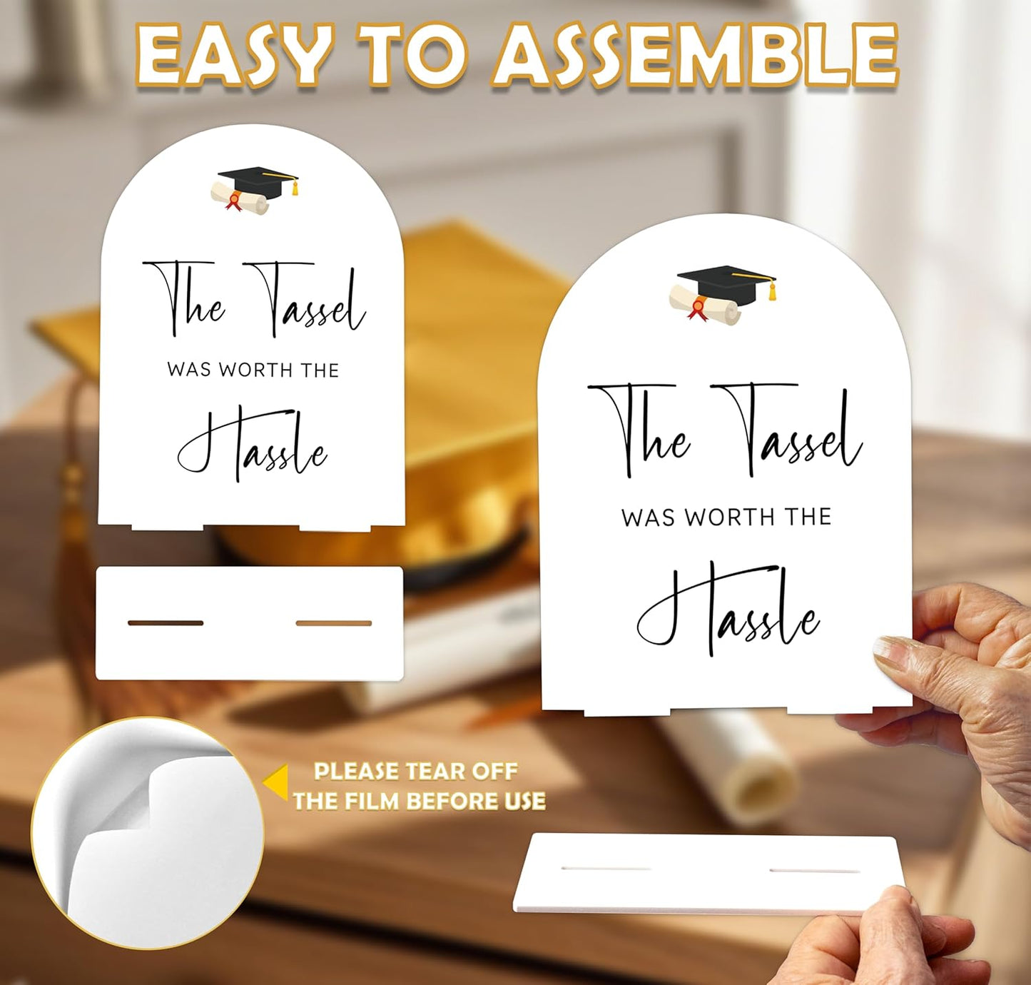 Graduation Guestbook Sign, 6 x 8 Inch White Arch Acrylic Grad Party Sign with Holder, Graduation Party Sign for Class of 2026, Grad Decor, High School College Party Supplies - DL02
