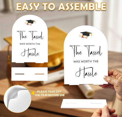 Graduation Guestbook Sign, 6 x 8 Inch White Arch Acrylic Grad Party Sign with Holder, Graduation Party Sign for Class of 2026, Grad Decor, High School College Party Supplies - DL02