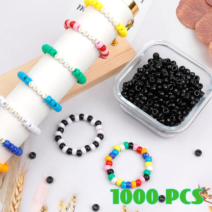 1000Pcs Glow in The Dark Pony Beads 9mm Plastic Kandi Beads Bulk for Friendship Bracelet Necklace Craft Jewelry Making Beads for Hair Braids 9 Color