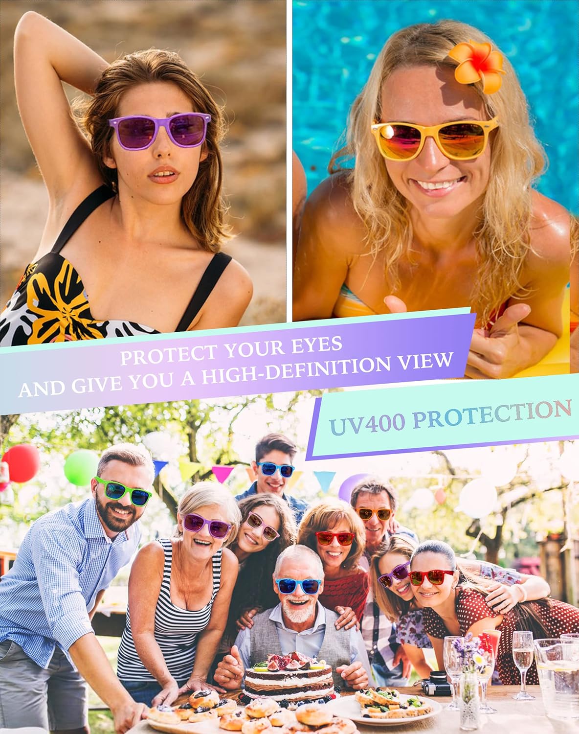 Party Sunglasses Bulk - Adult Retro Plastic Pack of 12 Vintage Sunglasses for Men Women - Party Favors
