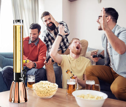 OGGI Beer Tower 88oz - Beverage Dispenser with Spigot & Ice Tube, Margarita Tower, Mimosa Tower, Perfect Drink Dispensers for Parties, Drink Tower, Holds 6 Pints of Beer – Stainless