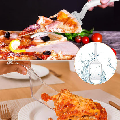Patelai 20 Pcs Cake Server Set Disposable Plastic Serving Spatula Cutter Square and Triangle Servers Spatula Knives Pie Pizza Pastry Slicer Serving Utensils Clear for Kitchen Wedding