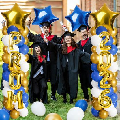2 Sets Graduation Balloon Column Stand Kits with Balloons 2026 Grad Themed Decoration Navy Blue Balloon Tower Stand Kit for Grad High School & College Celebration Party Decor