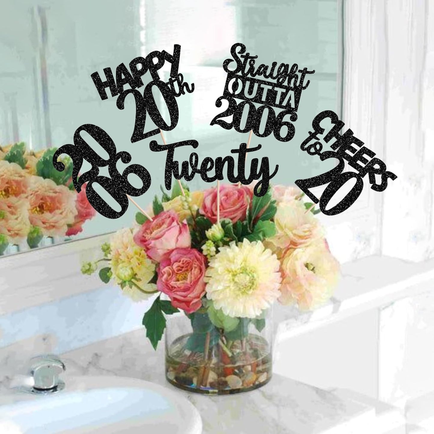 15 PCS 50th Birthday Centerpiece Sticks Fifty Happy 50th Straight Outta 1976 Table Flower Centerpieces Sticks Cheers to 50 Floral Decorations for 50th Birthday Party Centerpieces Supplies Black
