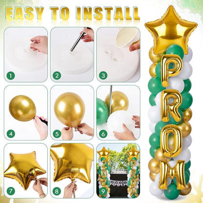 2 Sets Graduation Balloon Column Stand Kits with Balloons 2026 Grad Themed Decoration Navy Blue Balloon Tower Stand Kit for Grad High School & College Celebration Party Decor