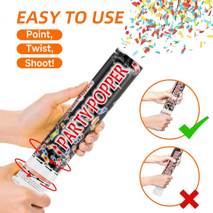 4 Pack Gold Confetti Cannon Poppers, Confetti Shooter, Party Popper for Celebration, Birthday, Graduation, New Year's Eve Party （Gold）