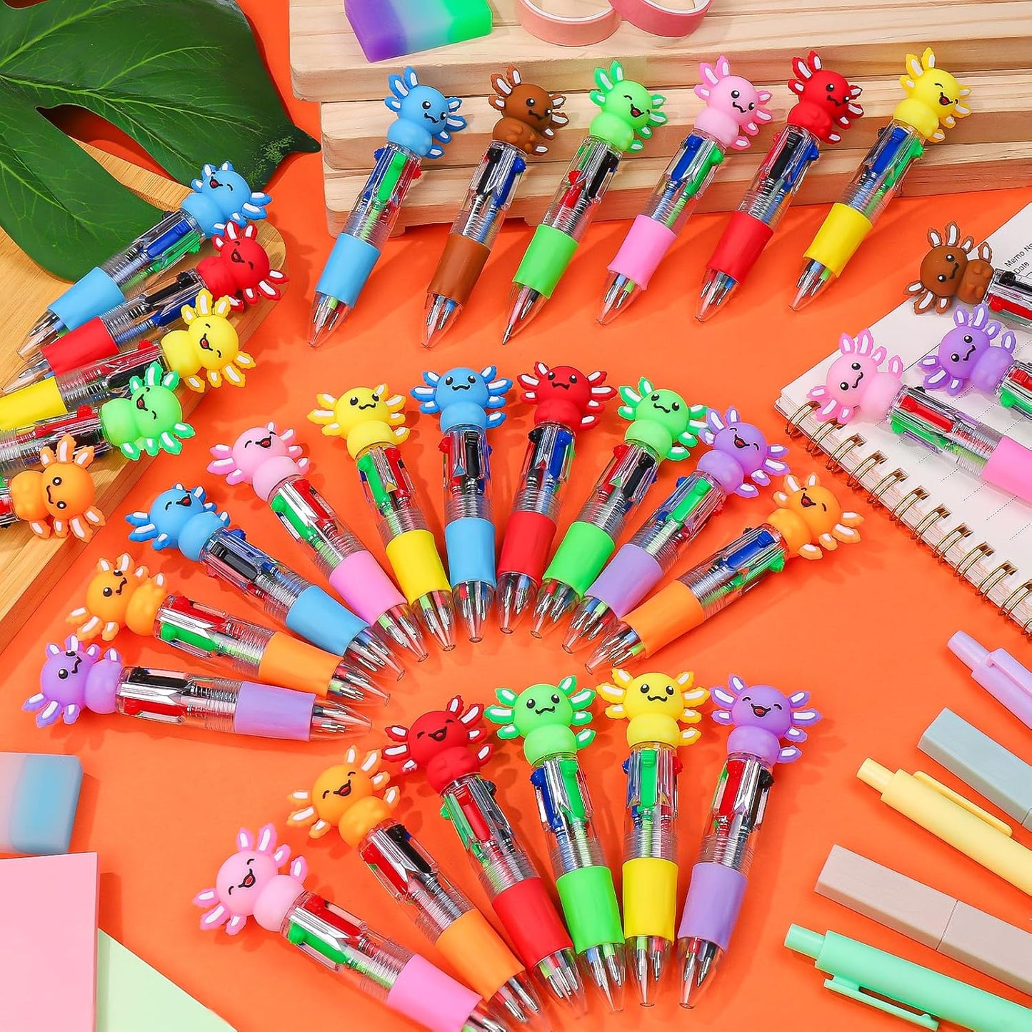 CZWZ 20Pcs Mini Multicolor Pens in One 4-in-1 Cute Pens Bulk for Kids, Fun Kawaii Ballpoint Pens for Birthdays and Children's Party Favors Gifts Teacher School Supplies