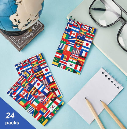 Ctosree 24 Pack World Flags Notepads International Flags Notebook Country Flag of The World Notepad Mini Note Pads Multicultural Party Decoration Gift for School Rewards Office Supplies birthday gifts
