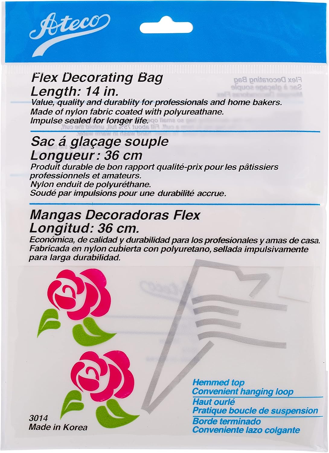 Ateco Flex Decorating Bag, Coated Nylon, 16-Inch, Reusable Baking Supply, White