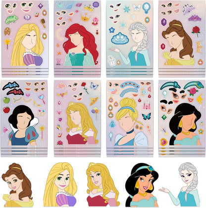 24 Sheets Cool Monster Sticker Cute Cartoon Charaters Make Your Own Sticker, Make a Face Stickers Party Favors Activities Gifts (c)