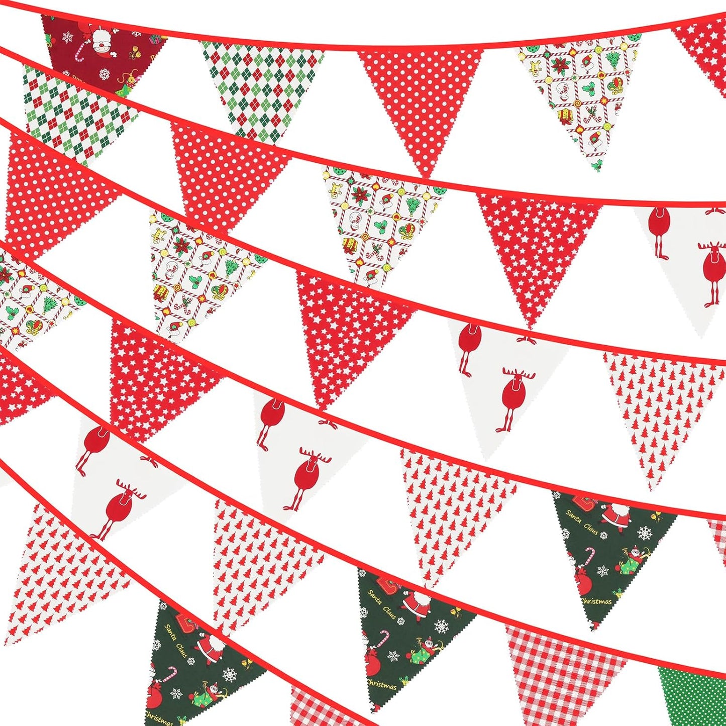 G2PLUS 39Ft Triangle Bunting Banner, 42Pcs Pink Floral Garland Pennant Banner, Reusable Cotton Triangle Flags Party Decoration for Birthday, Wedding, Garden Tea Party, Baby Shower, Room Decor