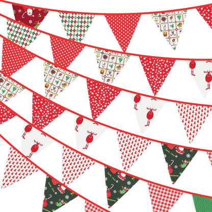 G2PLUS 39Ft Triangle Bunting Banner, 42Pcs Pink Floral Garland Pennant Banner, Reusable Cotton Triangle Flags Party Decoration for Birthday, Wedding, Garden Tea Party, Baby Shower, Room Decor