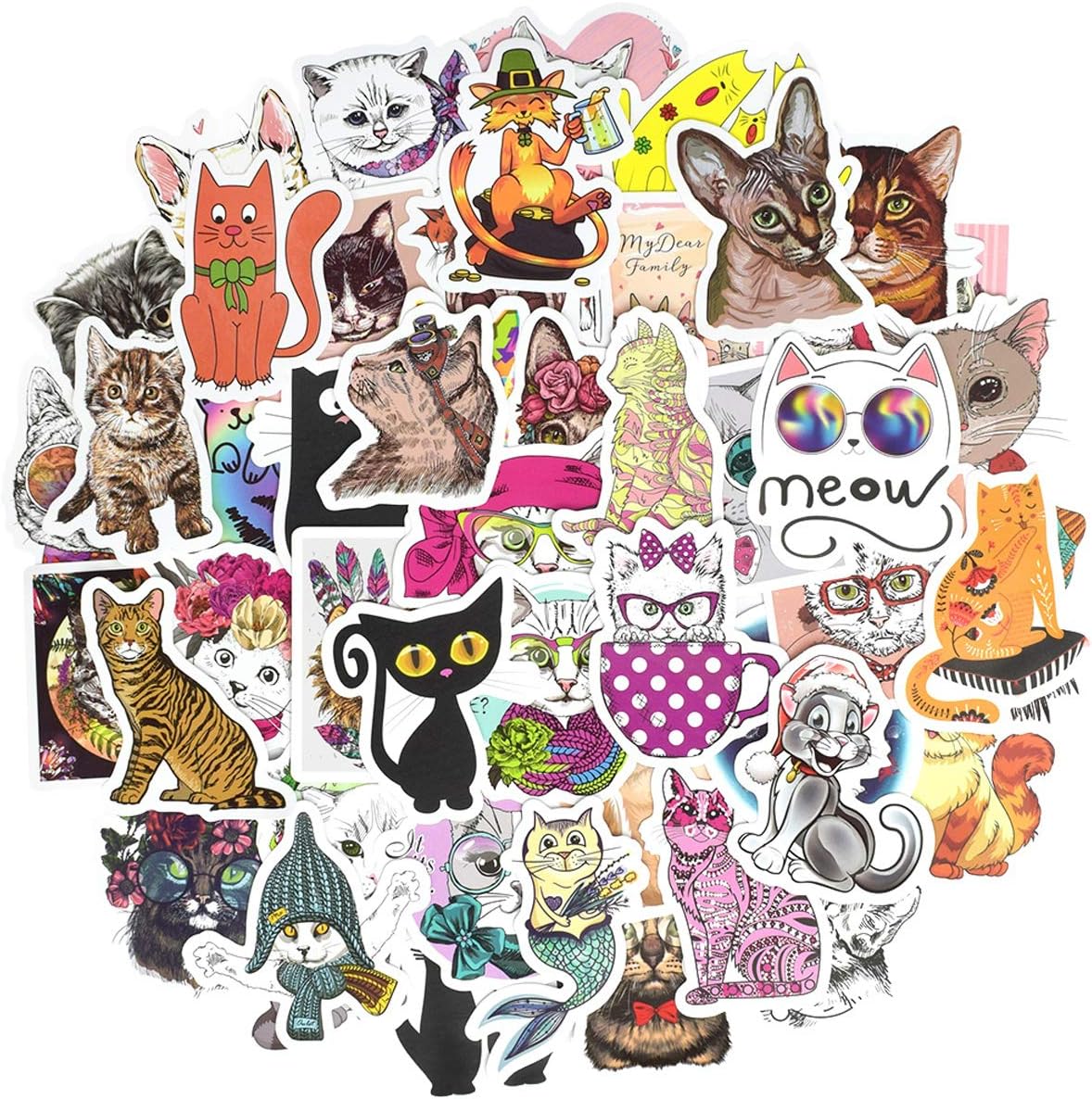 QTL Neon Stickers for Teens & Students Prizes, Waterproof Vinyl Party Favor Stickers, School Rewards, Water Bottle and Laptop, 50PCS - Colors A