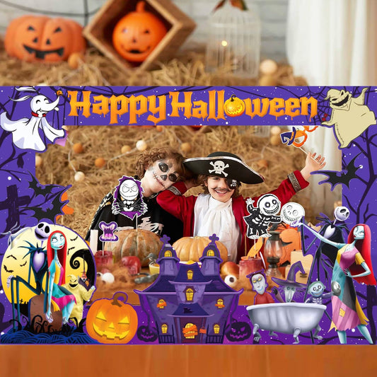 Halloween Photo Booth Props Kit, 16PCS Photo Props & Selfie Frame Halloween Party Decoration Supplies Dress Up Party Costumes Accessories for Photoshoot Selfie Props (Orange)