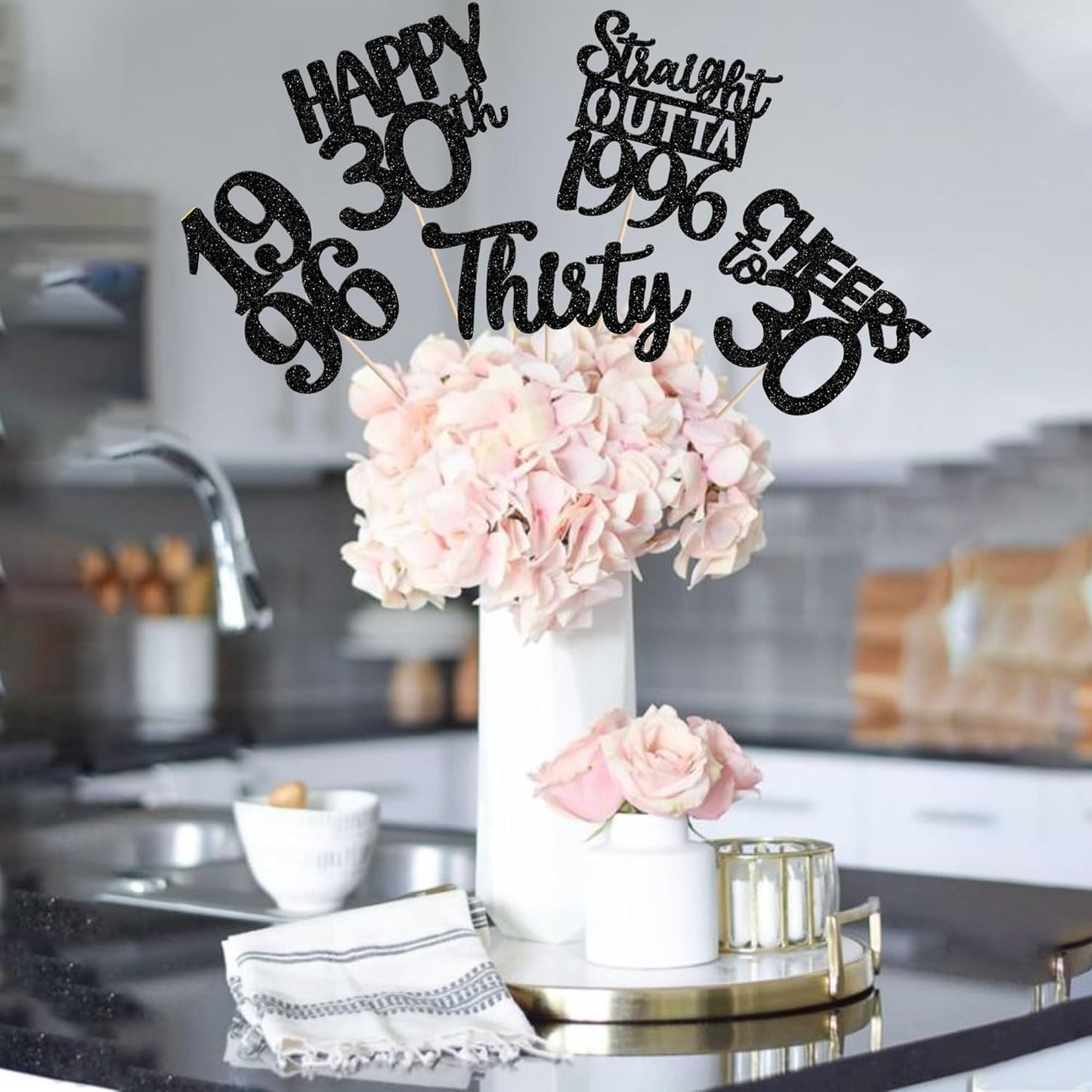 15 PCS 50th Birthday Centerpiece Sticks Fifty Happy 50th Straight Outta 1976 Table Flower Centerpieces Sticks Cheers to 50 Floral Decorations for 50th Birthday Party Centerpieces Supplies Black
