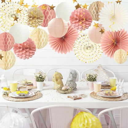 Tissue Paper Pom Poms - 23 PCS Dusty Blue Paper Flowers Pom Pom Kit Circle Dot Party Banner Hanging Swirl Party Decorations for Wedding Birthday Baby Shower Bridal Shower Tea Party