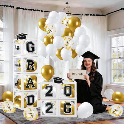 Graduation Decorations 2026 Graduation Party Decorations Set of 4 Boxes with 129pcs Balloons Arch Garland Kit Party Supplies for Any Grades Blue