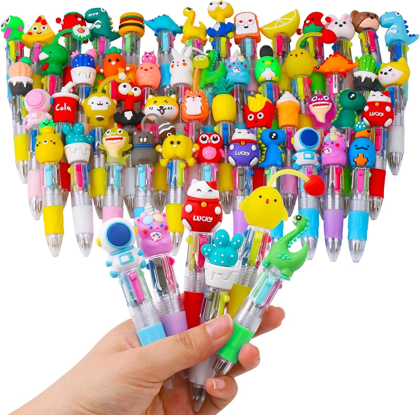 CZWZ 20Pcs Mini Multicolor Pens in One 4-in-1 Cute Pens Bulk for Kids, Fun Kawaii Ballpoint Pens for Birthdays and Children's Party Favors Gifts Teacher School Supplies