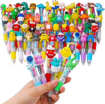 CZWZ 20Pcs Mini Multicolor Pens in One 4-in-1 Cute Pens Bulk for Kids, Fun Kawaii Ballpoint Pens for Birthdays and Children's Party Favors Gifts Teacher School Supplies