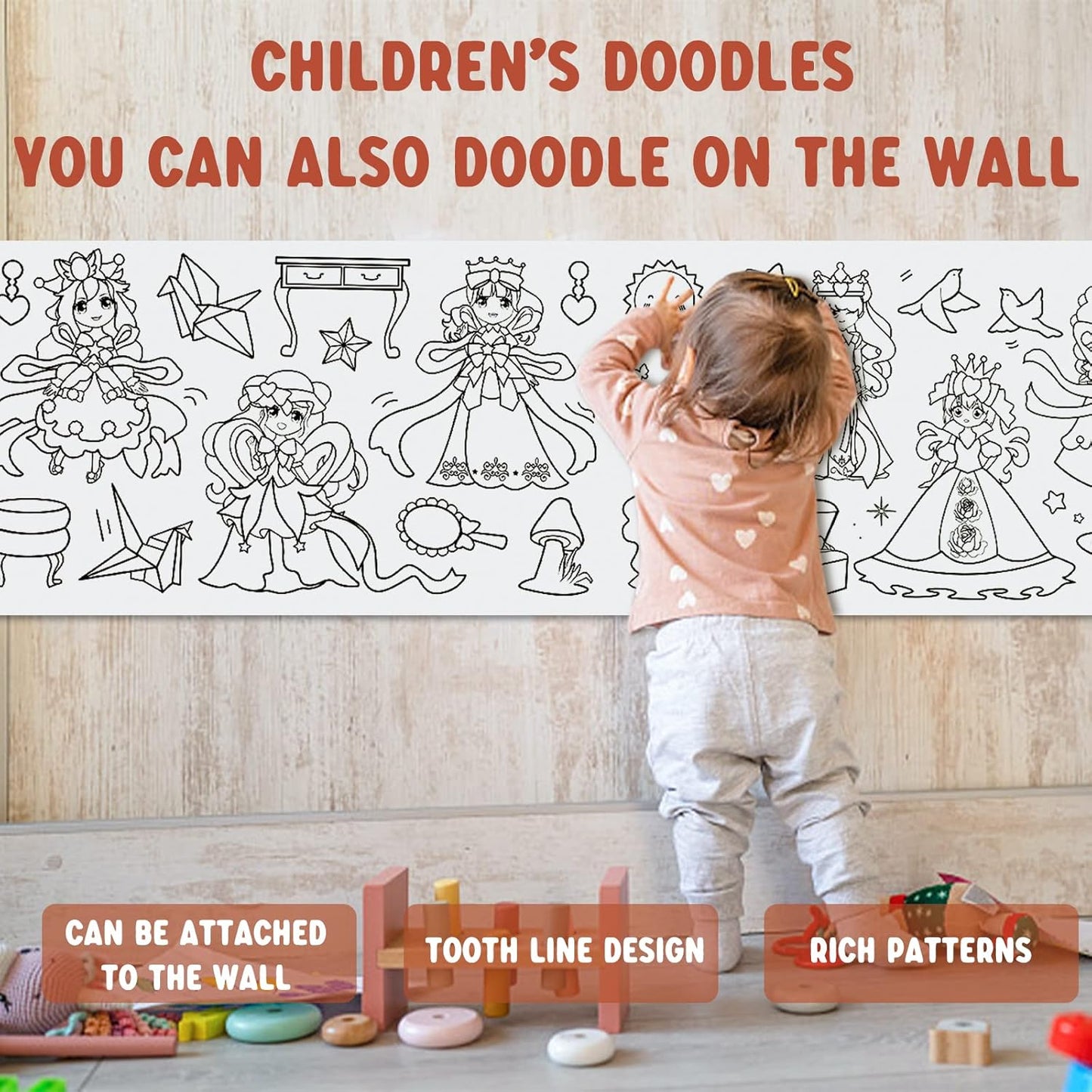 2PCS Children's Drawing Roll, Coloring Paper Roll for Kids Gift, 120 * 11.8 Inches DIY Painting Drawing Paper Roll, Sticky Drawing Paper Roll, Early Educational Toys for Kids (Animal World)