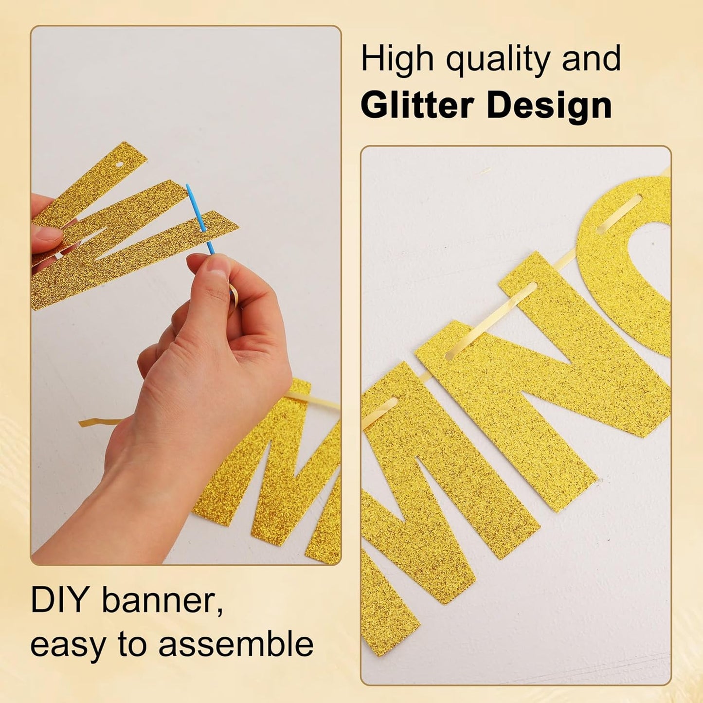 BEISHIDA 116 PCS A-Z DIY Letter Banner Kit Make Your Own Banner Including 111 Letters and Numbers 3 Rope and 2 Threading Device,Customized for Birthday Graduation Wedding Decor Black