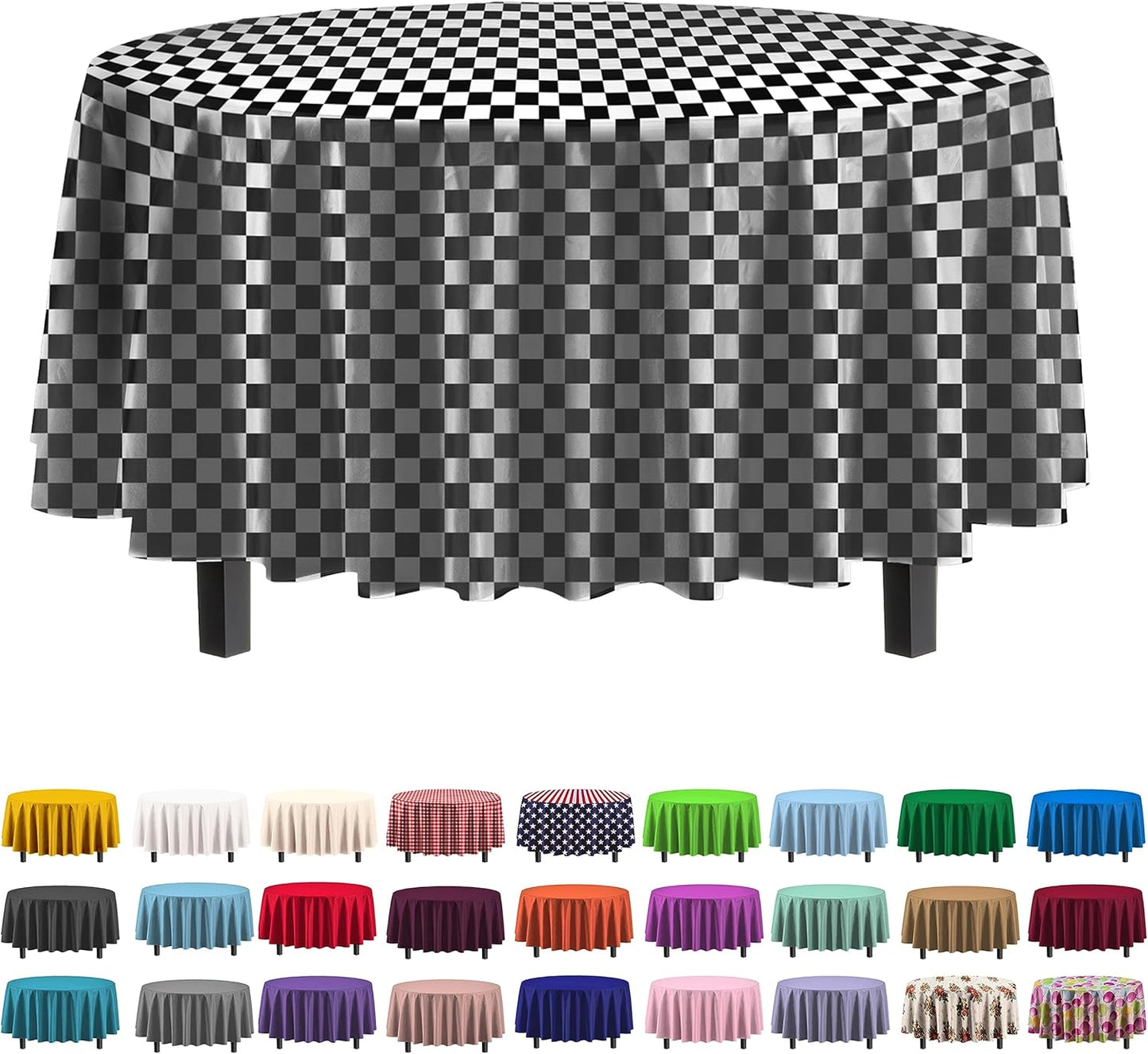 12-Pack Premium Plastic Tablecloth 54in. x 108in. Rectangle Table Cover - Dark Blue - Colors A