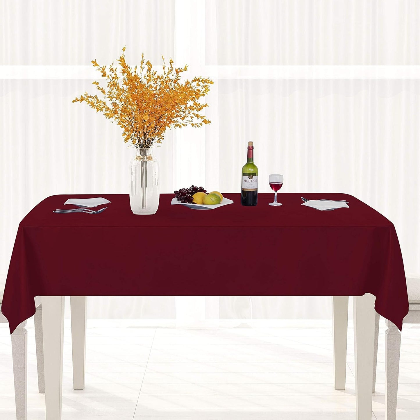 sancua Clear Plastic 100% Waterproof Tablecloth - 54 x 78 Inch - Vinyl PVC Rectangle Table Cloth Protector Oil Spill Proof Wipe Clean Table Cover for Dining Tables, Parties & Camping, Crystal Clear