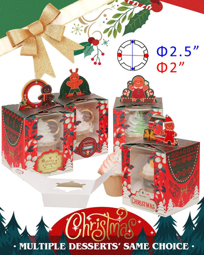 qiqee 60pcs Cupcake Boxes Individual Disposable White Single Box with Window 3.6 * 3.6 * 4.3inch Cupcake Containers/Holders