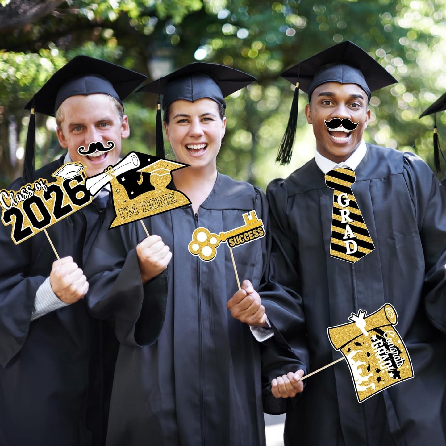 Lucleag 2026 Graduation Photo Booth Props Kit, 21Pcs Grad Photo Props & Selfie Frame for Photos Decor, Class of 2026 Photo Booth Props for Graduation Party Supplies