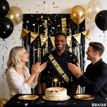 Vuzvuv Glitter Black The Birthday Dude Sash with Iridescent Foil Letter for Men and Boys, Funny Party Decorations for Boyfriend, Son, Brother,Husband