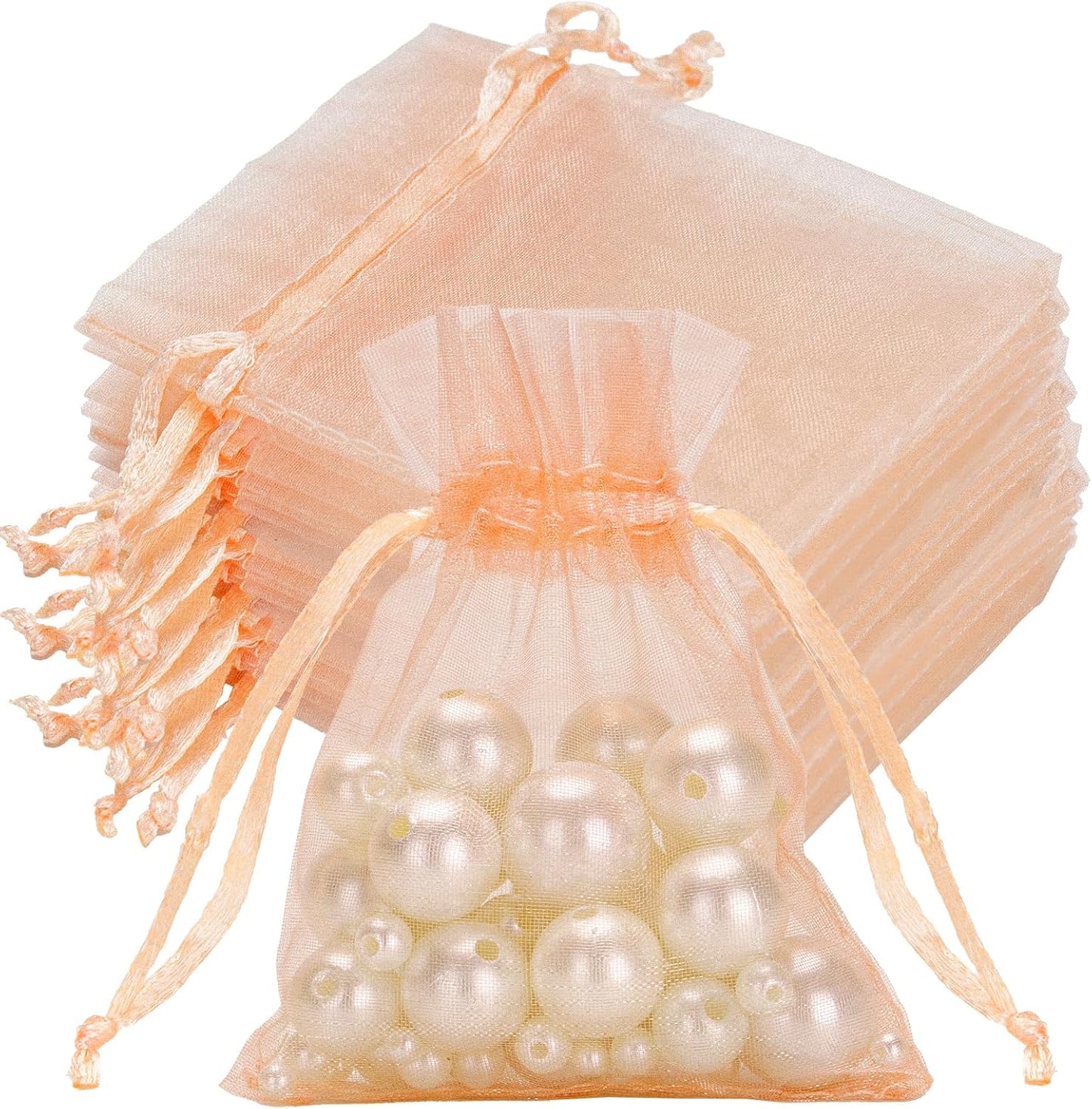 joycraft 50Pcs Organza Bags, 2x3 inch Gift Favor Bags, White Wedding Favor Bags, Jewelry Pouches with Drawstring, Mesh Bags Drawstring for Jewelry, Festival, Makeup, Candy, Desserts