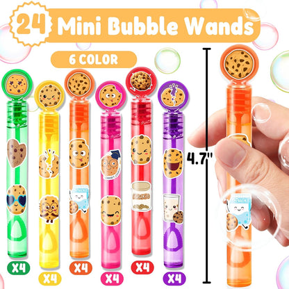 Cookie Party Favors for Kids – 24PCS Sweet Treat-Themed Mini Bubble Wands, Great for Birthday Supplies, Pinata Fillers, Goodie Bags & Classroom Rewards