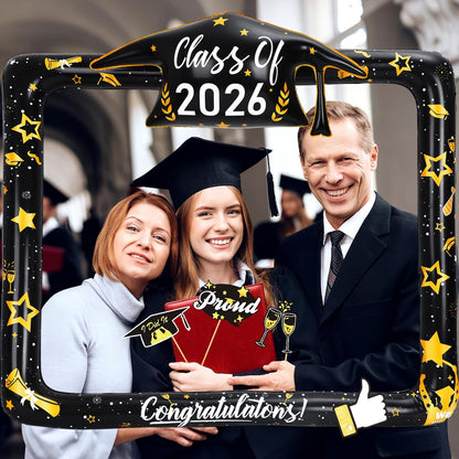 2026 Graduation Photo Booth Props Set Including Inflatable Photo Booth Frame and 20 Pcs Graduation Photo Props for Graduation Decorations Graduation Party Favors Supplies