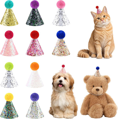 CANREVEL Mini Party Hats for Stuffed Animals Headwear, Birthday Hats Party Animal Birthday Decorations Supplies for Dog Cat