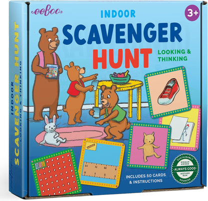 eeBoo Scavenger Hunt Indoors Game, a Finding Game that develops observational and Analytical Skills, Includes 50 Cards & Instructions, for Ages 3 and up