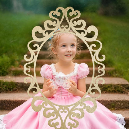Aurelema Princess Mirror Photo Booth Props 15 x 23 Inches Princess Party Decorations Mirror Photo Props for Fairytale Birthday Baby Shower Party Supplies Photography Backdrop